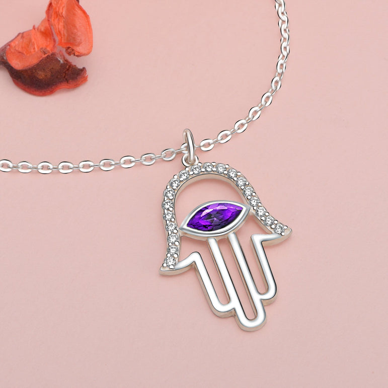 Evil Eye Pendant Silver | Hamsa Hand Pendant Pendant