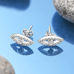 CZ Evil Eye Earrings Stud Silver Stud Earrings