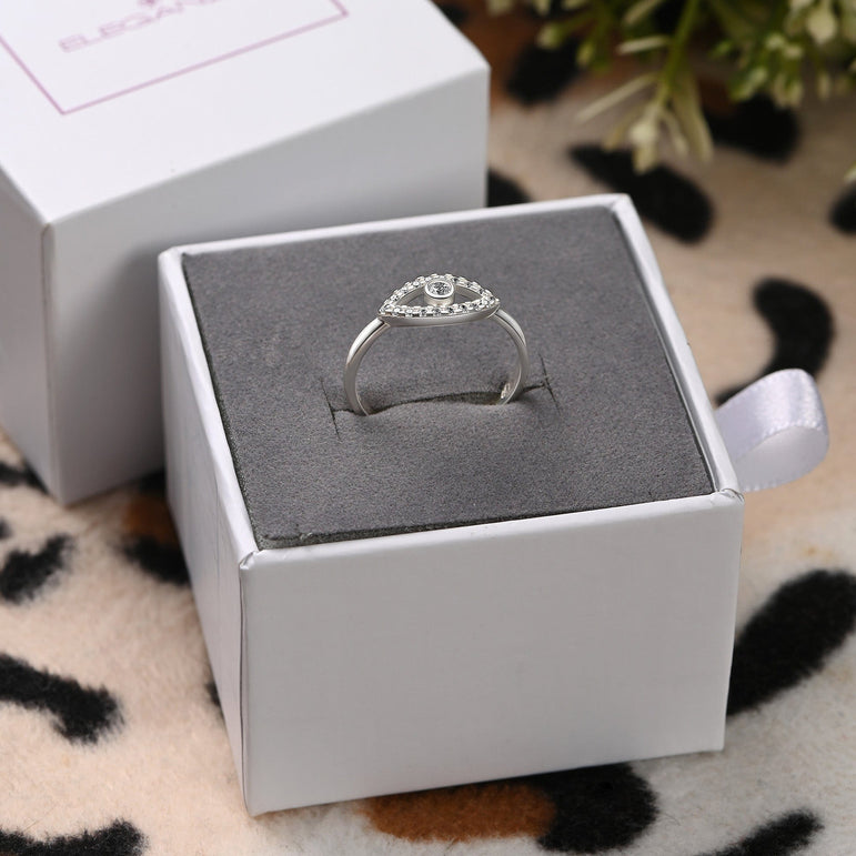 CZ Evil Eye Ring Sterling Silver Ring
