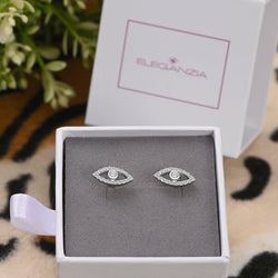 CZ Evil Eye Stud Earrings Sterling Silver Stud Earrings