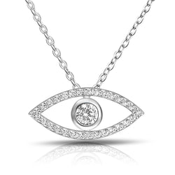 CZ Evil Eye Necklace Silver Pendant Necklace
