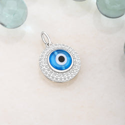 Turkish Blue Evil Eye Pendant Sterling Silver Pendant