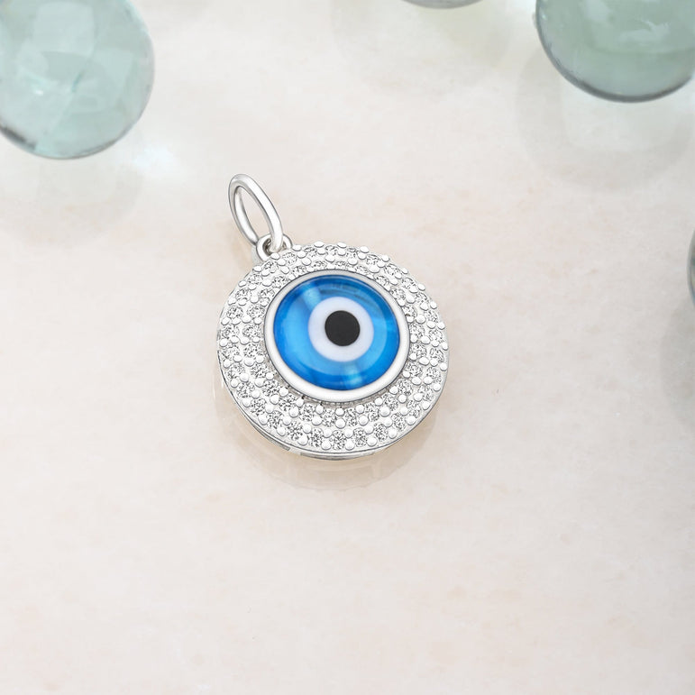 Turkish Blue Evil Eye Pendant Sterling Silver Pendant