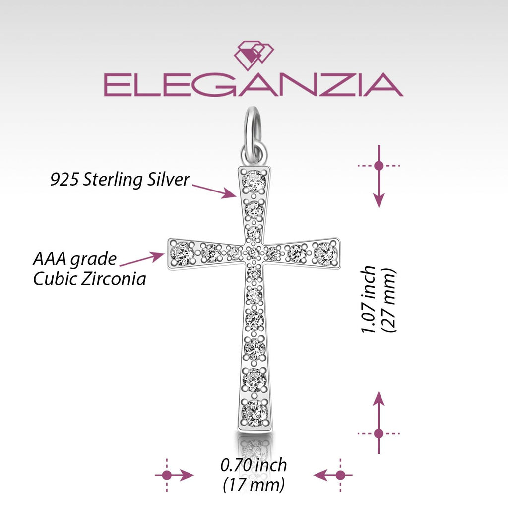 CZ Cross Sterling Silver Pendant - Eleganzia Jewelry