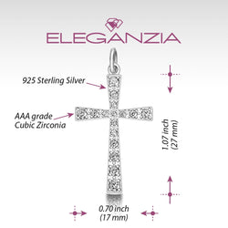 CZ Cross Pendant For Girls Sterling Silver