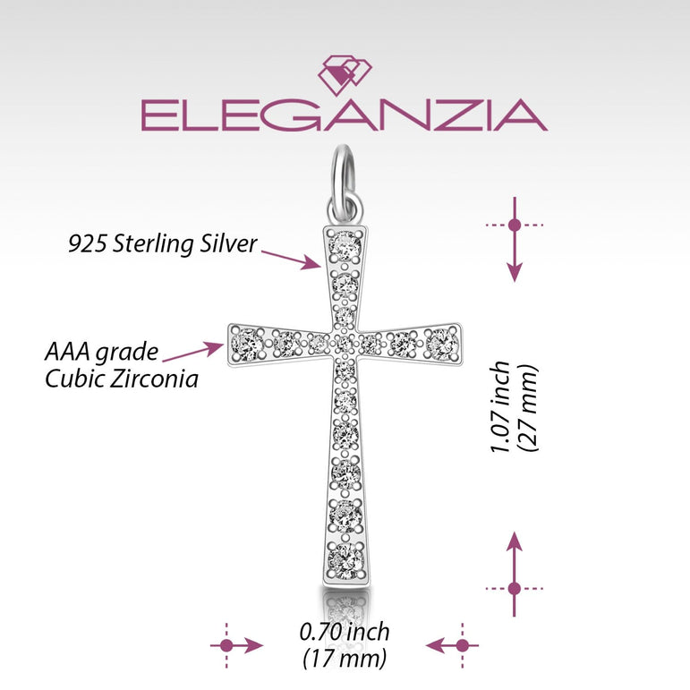 CZ Cross Pendant For Girls Sterling Silver