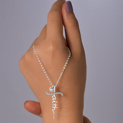 CZ Faith Necklace Sterling Silver In Cross Designs Pendant Necklace