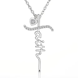 CZ Faith Necklace Sterling Silver In Cross Designs Pendant Necklace