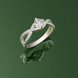Twist Criss Cross Cubic Zirconia Engagement Ring Sterling Silver Promise Ring