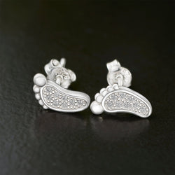 CZ Baby Feet Sterling Silver Stud Earrings Stud Earrings