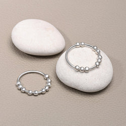 Anti Anxiety Ring Bead Stress Relief Ring Sterling Silver Stacking Ring