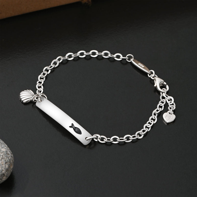 Summer Fish Sterling Silver Bracelet with Shell Bracelet