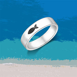 Summer Fish Sterling Silver Rings Band Ring