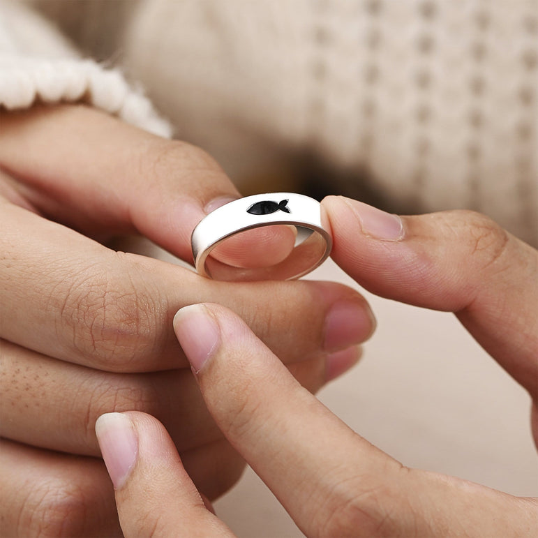 Summer Fish Sterling Silver Rings Band Ring