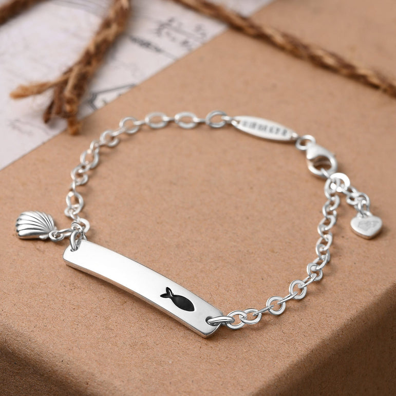 Summer Fish Sterling Silver Bracelet with Shell Bracelet