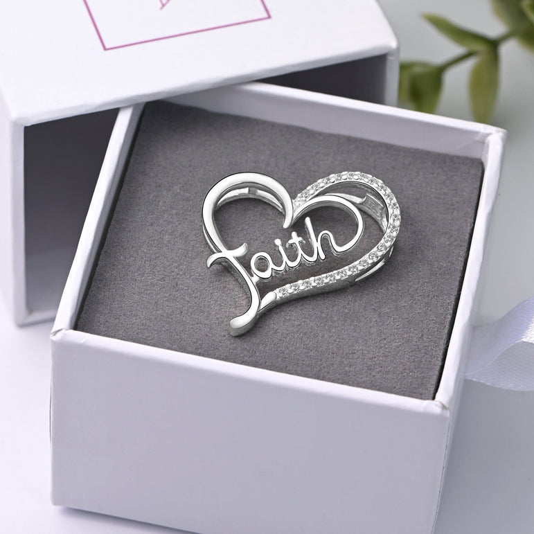 CZ Open Heart Pendant Silver Pendant of Faith Pendant