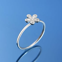 CZ Flower Sterling Silver Stackable Ring Stacking Ring