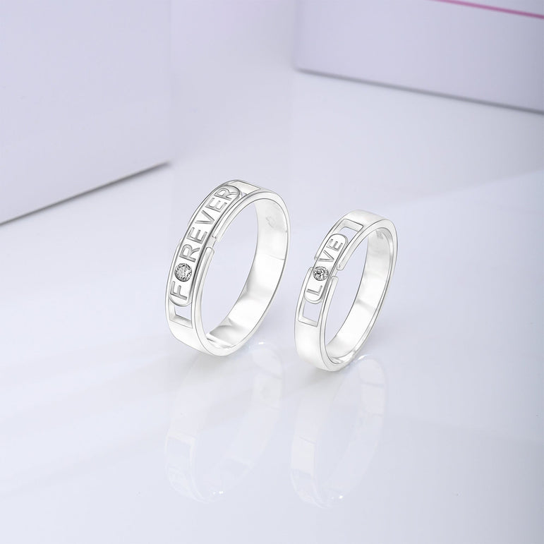 Destined to Be Loved Silver Couple Rings Set Couple Ring