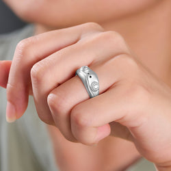 White CZ Adjustable Frog Ring Sterling Silver Ring