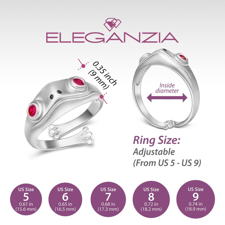 Open Pink CZ Adjustable Frog Ring Sterling Silver Ring