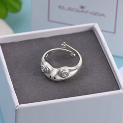 White CZ Adjustable Frog Ring Sterling Silver Ring