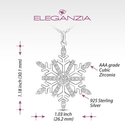 Frozen Winter CZ Snowflake Necklace Sterling Silver Pendant Necklace