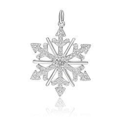 CZ Winter Star Sterling Silver Snowflake Pendant Pendant