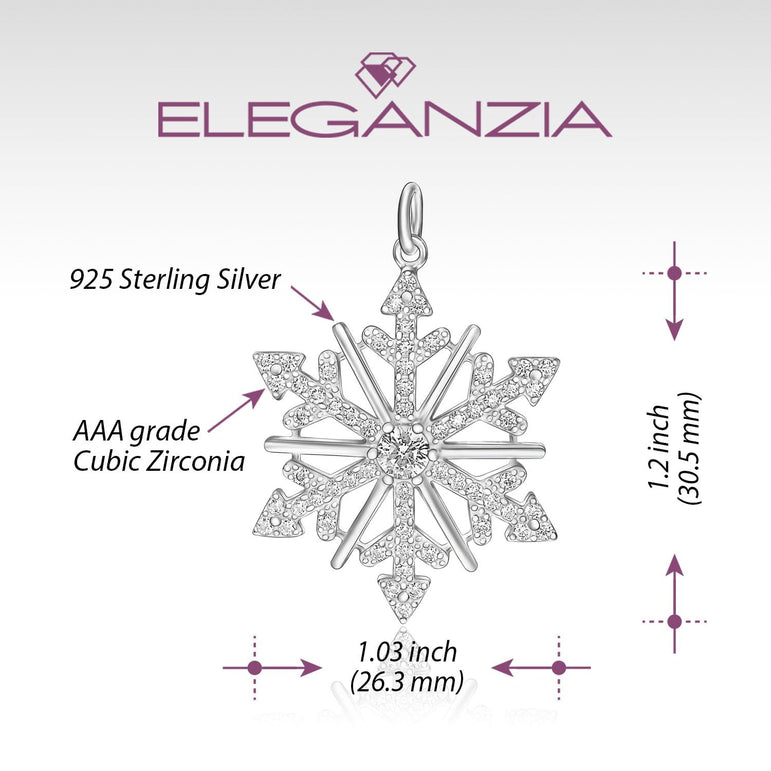 CZ Winter Star Sterling Silver Snowflake Pendant Pendant