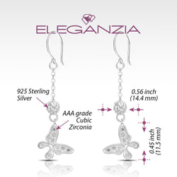 Dazzling CZ Butterfly Silver Dangle Earrings Drop Earrings