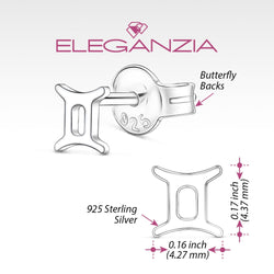 Gemini Stud Earrings Sterling Silver - Zodiac Constellation Earrings Stud Earrings