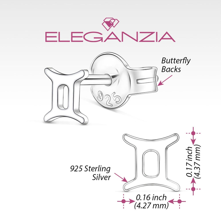 Gemini Stud Earrings Sterling Silver - Zodiac Constellation Earrings Stud Earrings