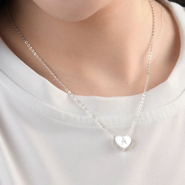 Love Heart Initial Pendant Silver, 26 Alphabets Pendant
