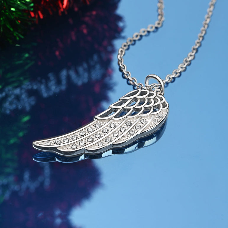 Guardian Angel Wing Necklace Sterling Silver Pendant Necklace