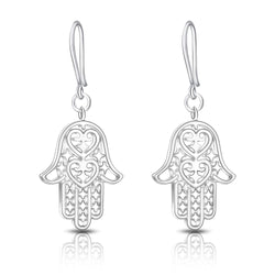 Sterling Silver Hamsa Earrings, Dangle Earrings Drop Earrings