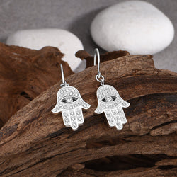 CZ Hamsa Hand Earrings Evil Eye Dangle Earrings Drop Earrings