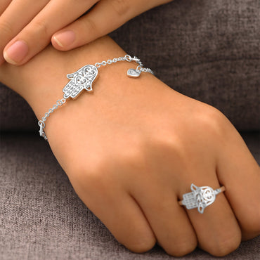 Sterling Silver Hamsa Hand Bracelet Bracelet