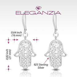 Sterling Silver Hamsa Earrings, Dangle Earrings Drop Earrings