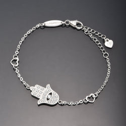 CZ Hamsa Hand Bracelet Sterling Silver Bracelet