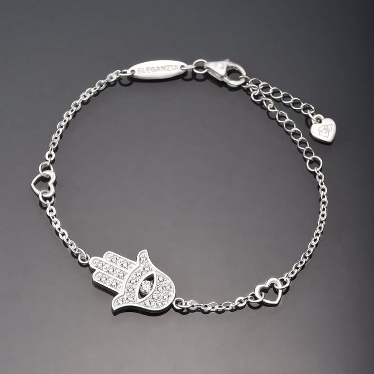 CZ Hamsa Hand Bracelet Sterling Silver Bracelet
