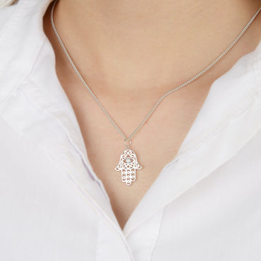 Hamsa Evil Eye Pendant Sterling Silver Pendant