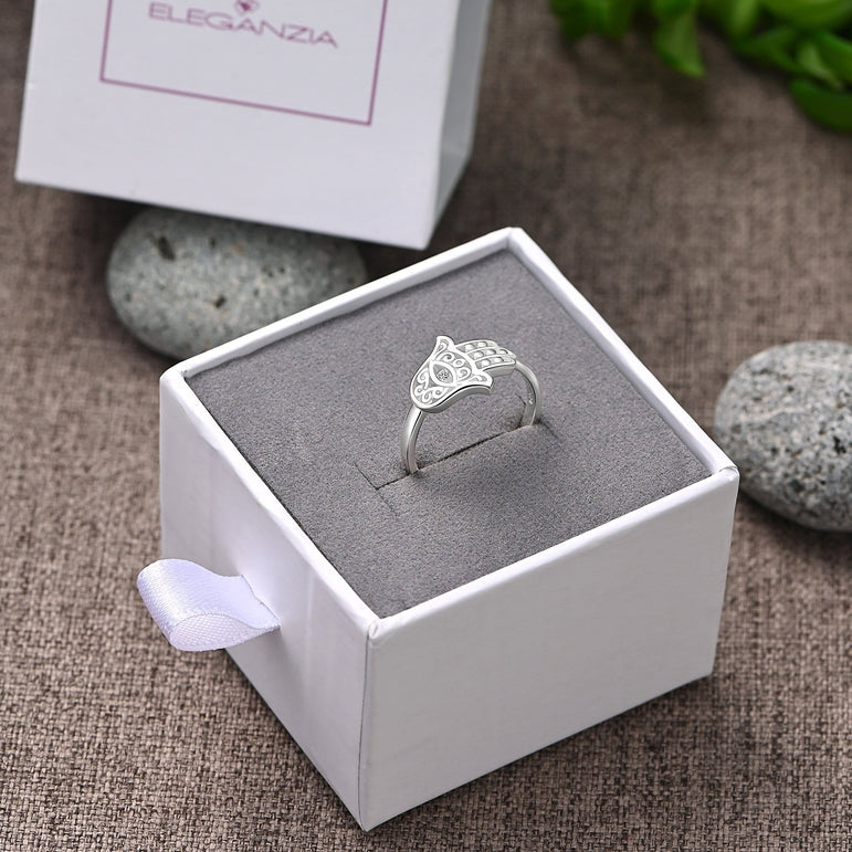 Hamsa Evil Eye Ring Sterling Silver Ring