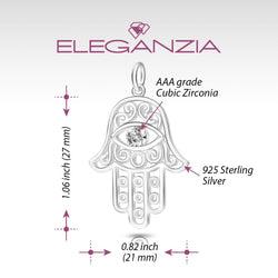 Hamsa Evil Eye Pendant Sterling Silver Pendant