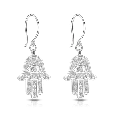 CZ Hamsa Hand Earrings Evil Eye Dangle Earrings Drop Earrings