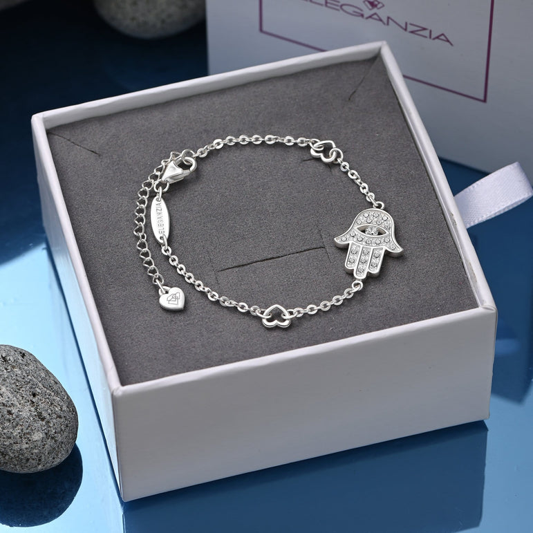 CZ Hamsa Hand Bracelet Sterling Silver Bracelet