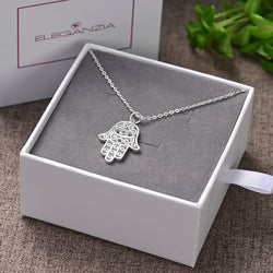 Hamsa Evil Eye Necklace Sterling Silver Pendant Necklace