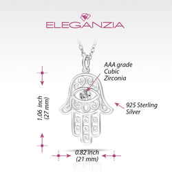 Hamsa Evil Eye Necklace Sterling Silver Pendant Necklace