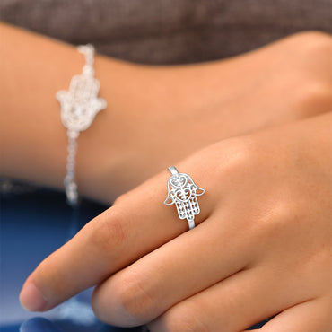 Sterling Silver Hamsa Ring Ring