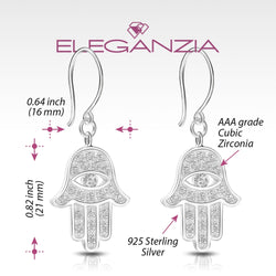 CZ Hamsa Hand Earrings Evil Eye Dangle Earrings Drop Earrings