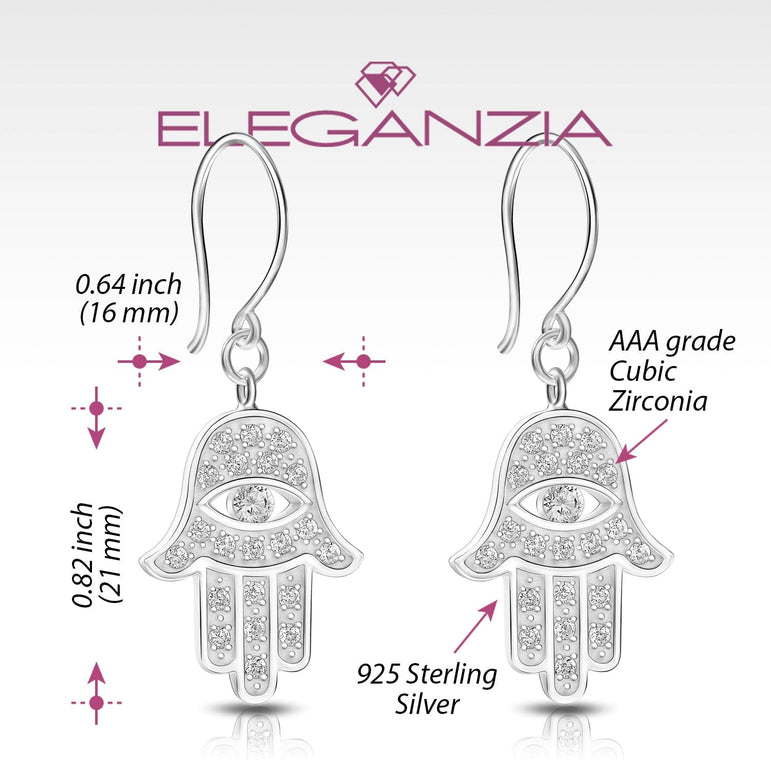 CZ Hamsa Hand Earrings Evil Eye Dangle Earrings Drop Earrings