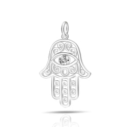 Hamsa Evil Eye Pendant Sterling Silver Pendant
